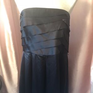 Satin strapless lace up dress